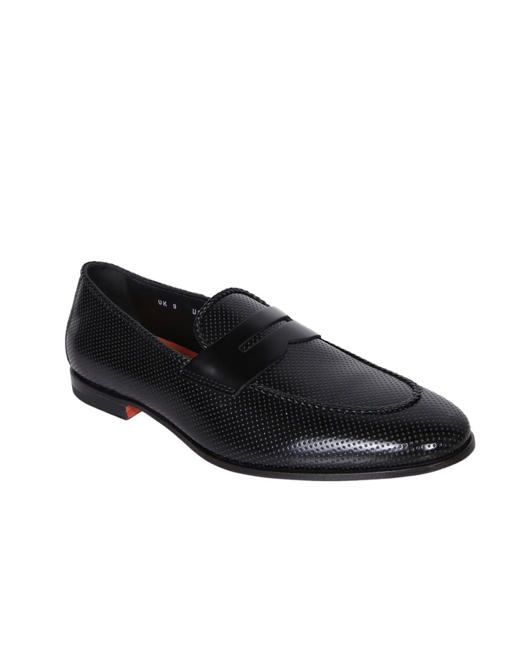 Santoni Black Round-Toe Slip-On Loafers for men