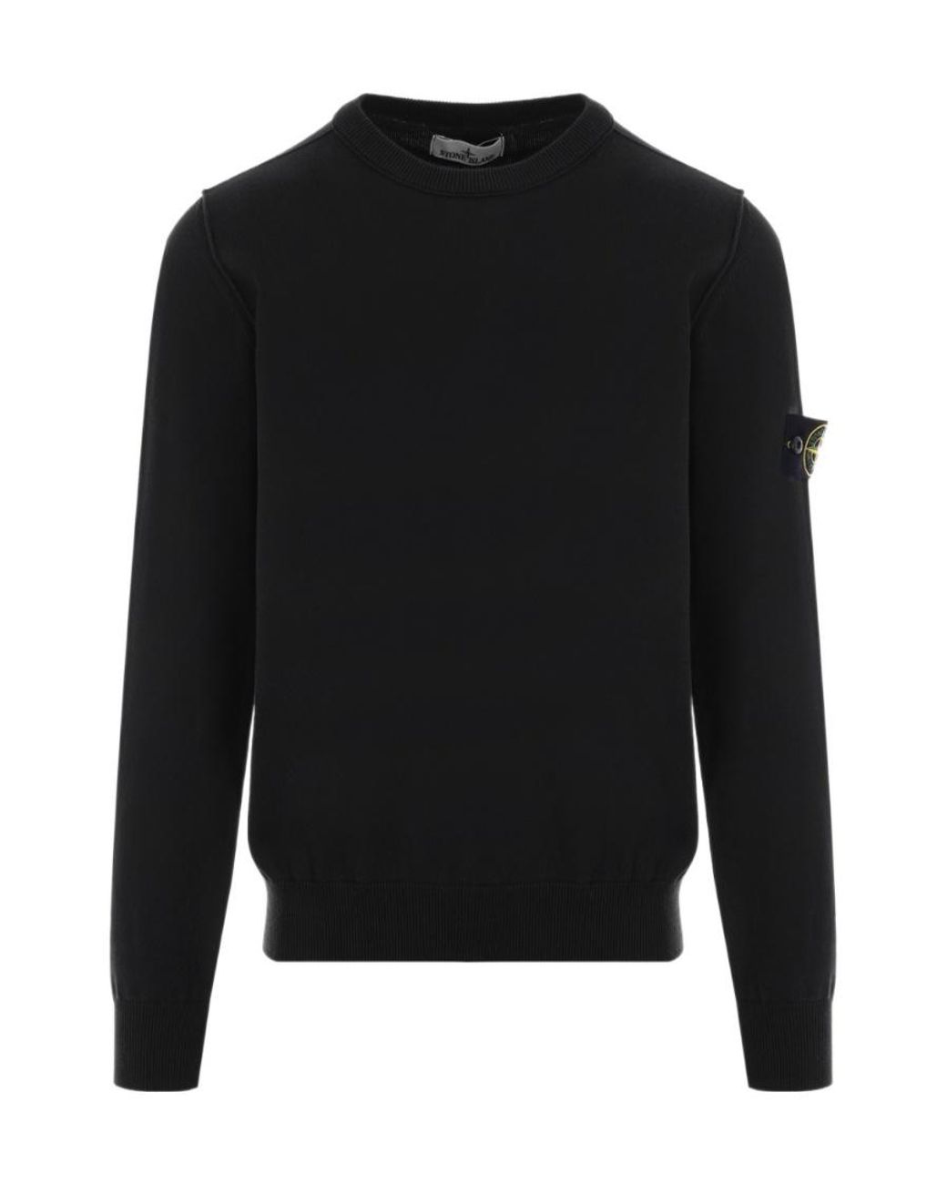 Stone Island Black Compass Patch Crewneck Jumper for men