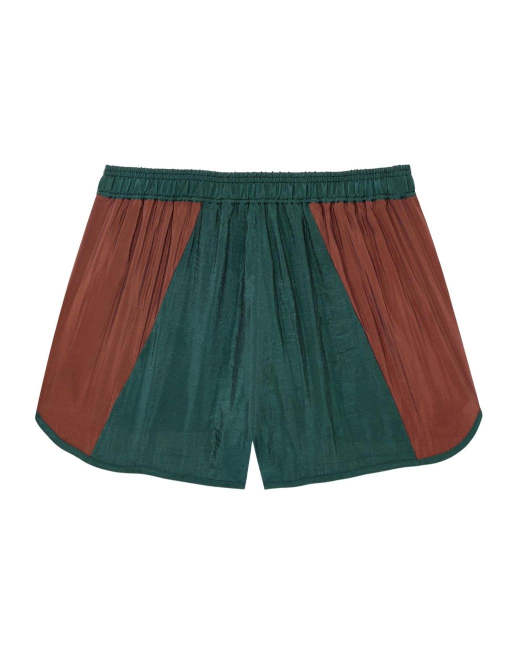 Saint Laurent Green Color-Blocked Curved Hem Shorts