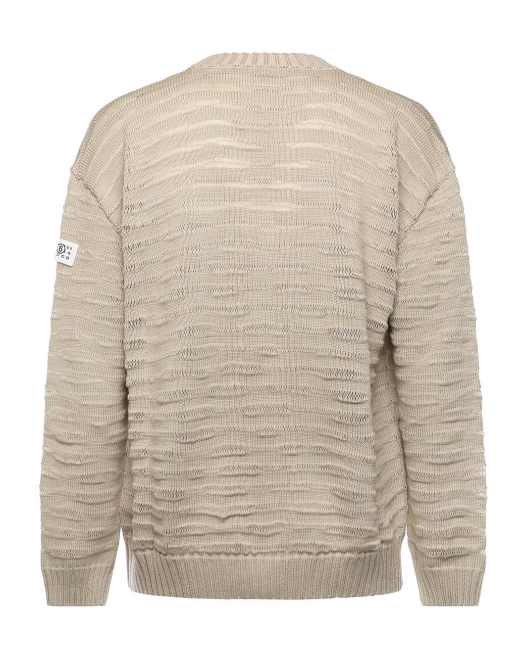 MM6 by Maison Margiela Natural V-Neck Knitted Cardigan for men