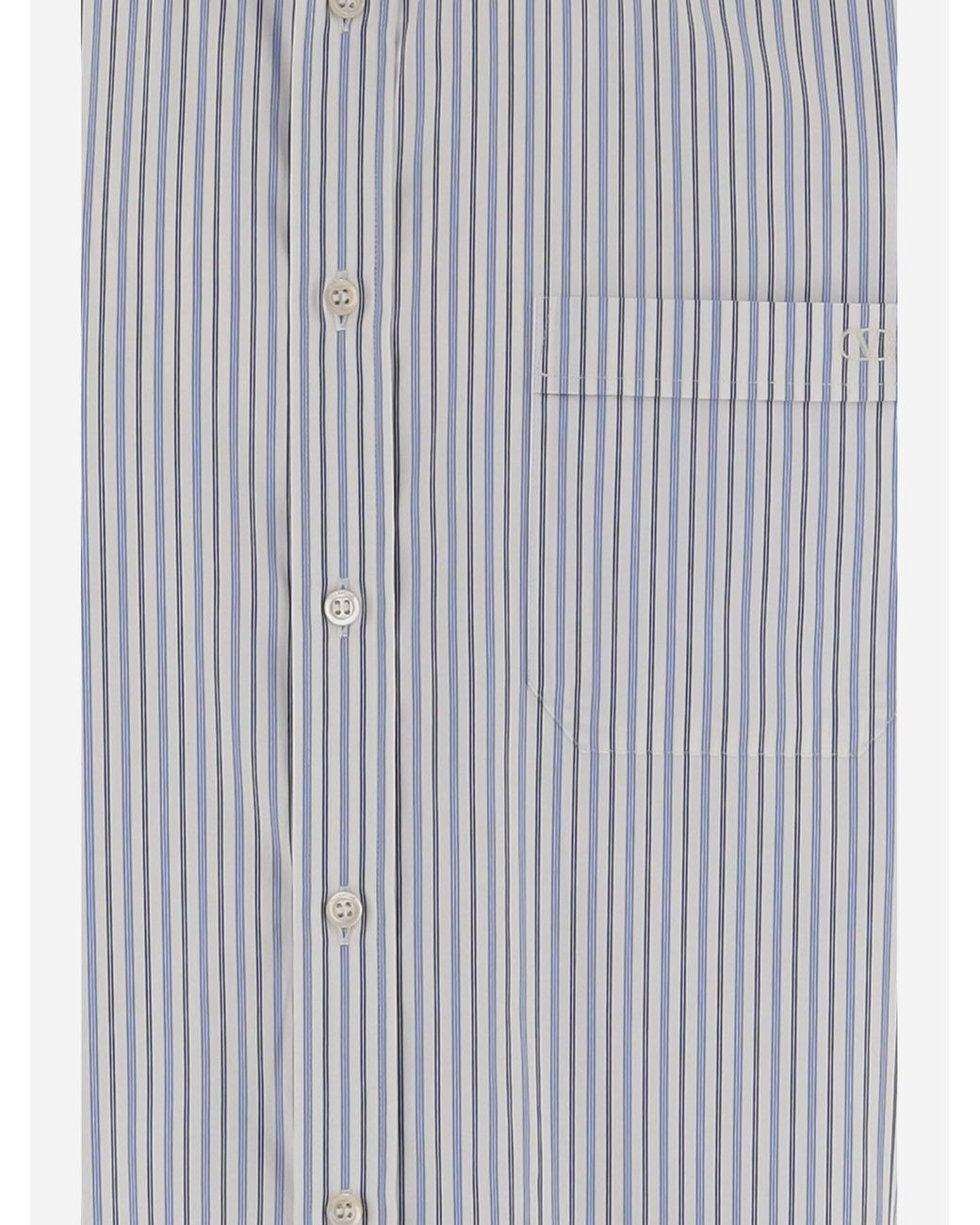 Valentino Gray Striped Button-Up Shirt for men