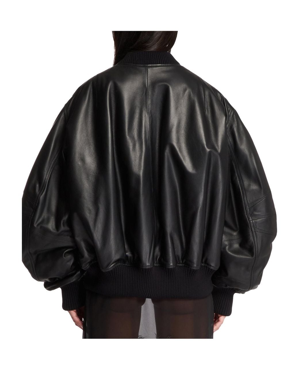 The Attico Black The Leather Bomber Jacket