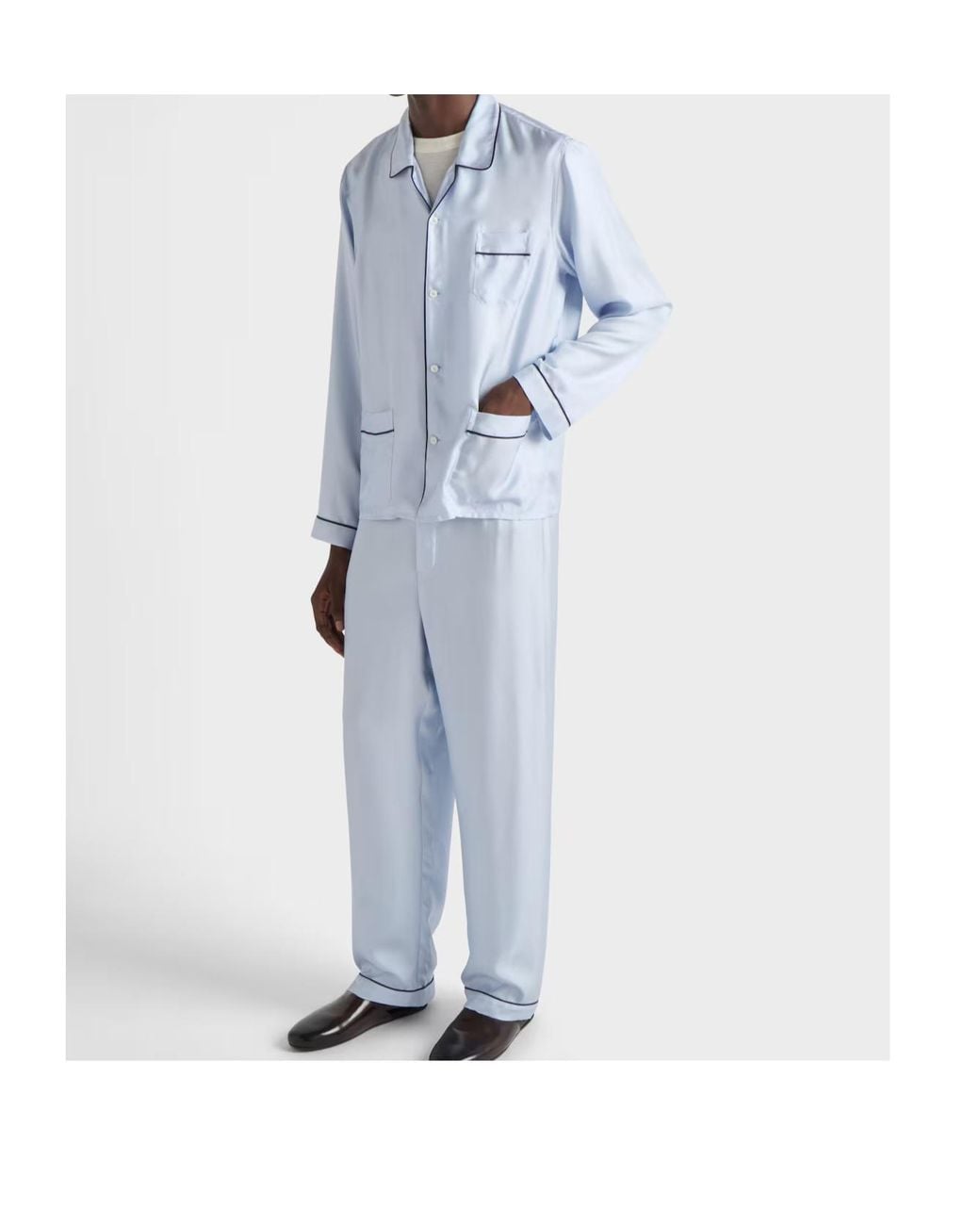 Prada Blue Silk Twill Pajamas for men