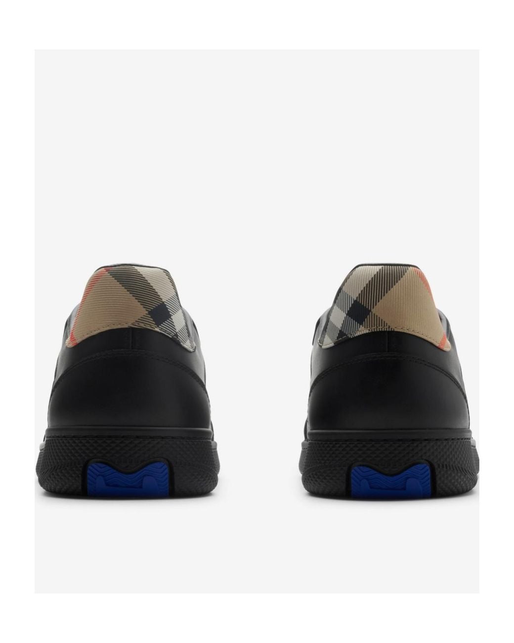 Burberry Black Apos;S Terrace Leather And Check Low-Top Sneakers for men