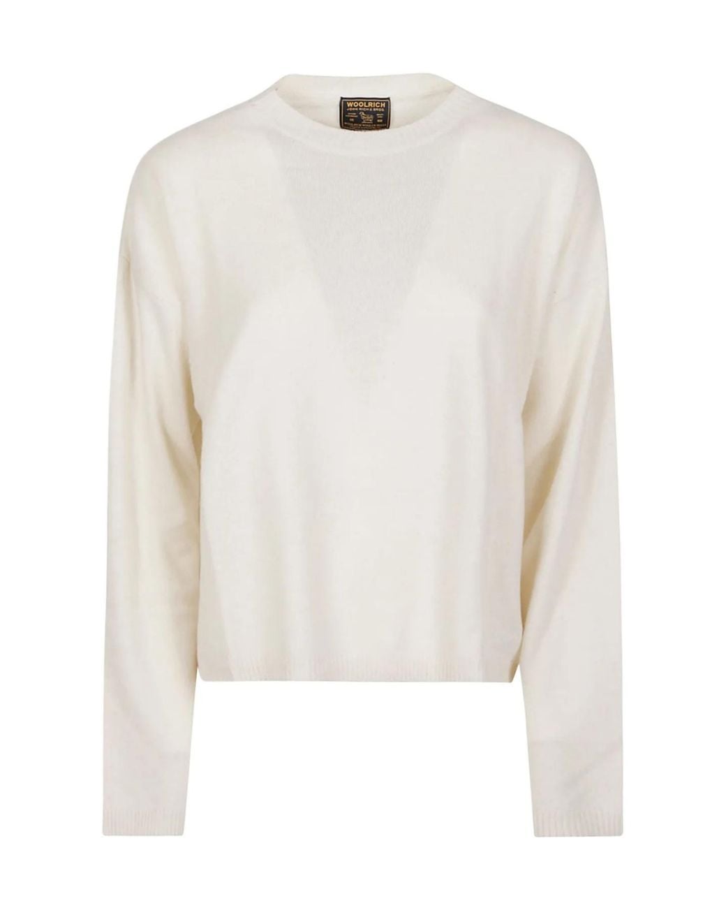 Woolrich White Cropped Crew-Neck Knitted Sweater