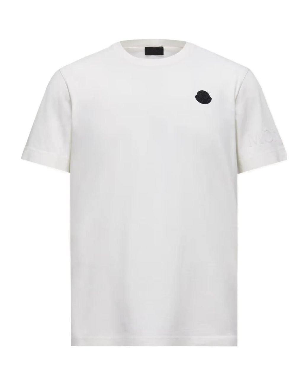 Moncler White Logo Patch Crewneck T-Shirt for men