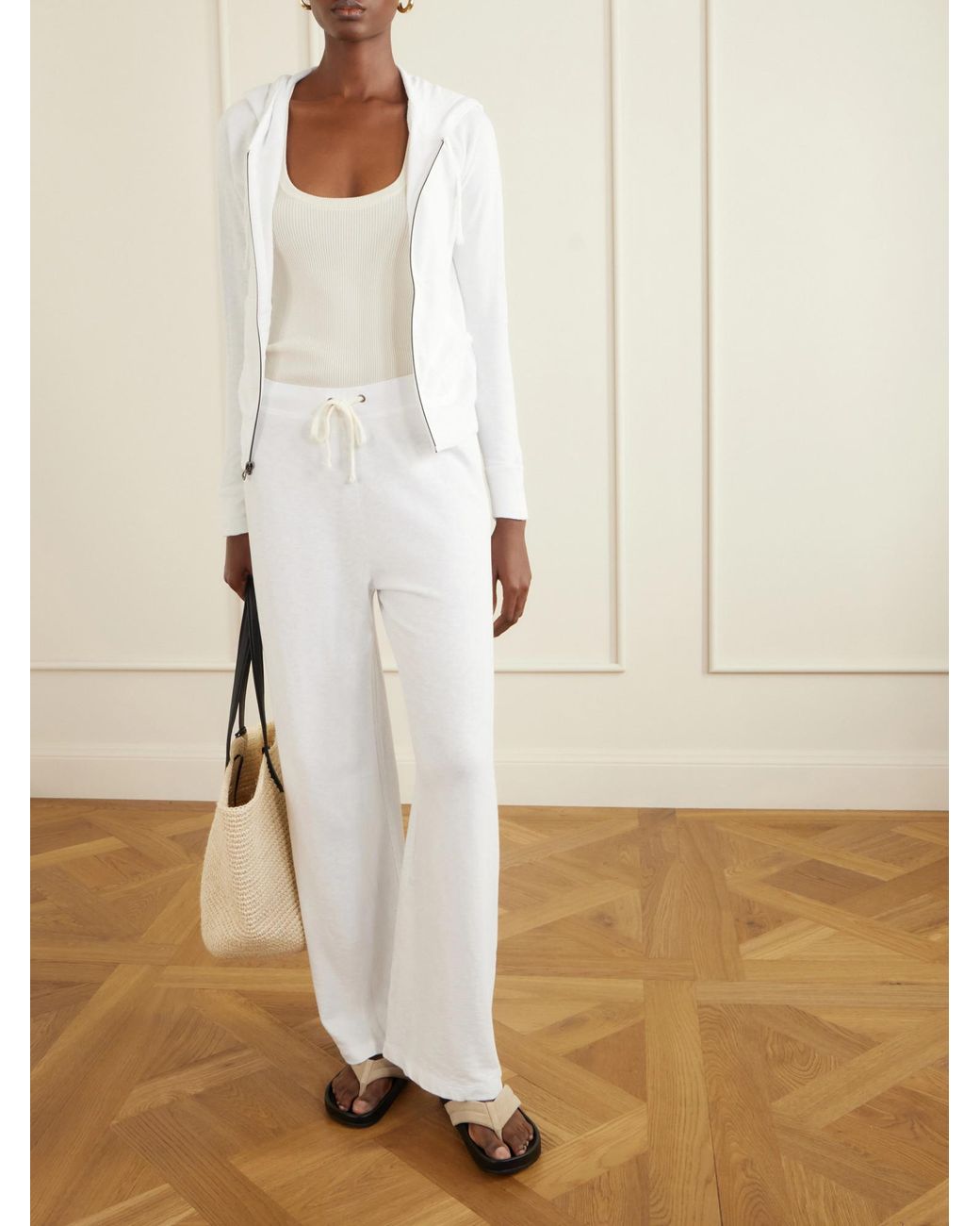 James Perse White French Cotton-Terry Hoodie