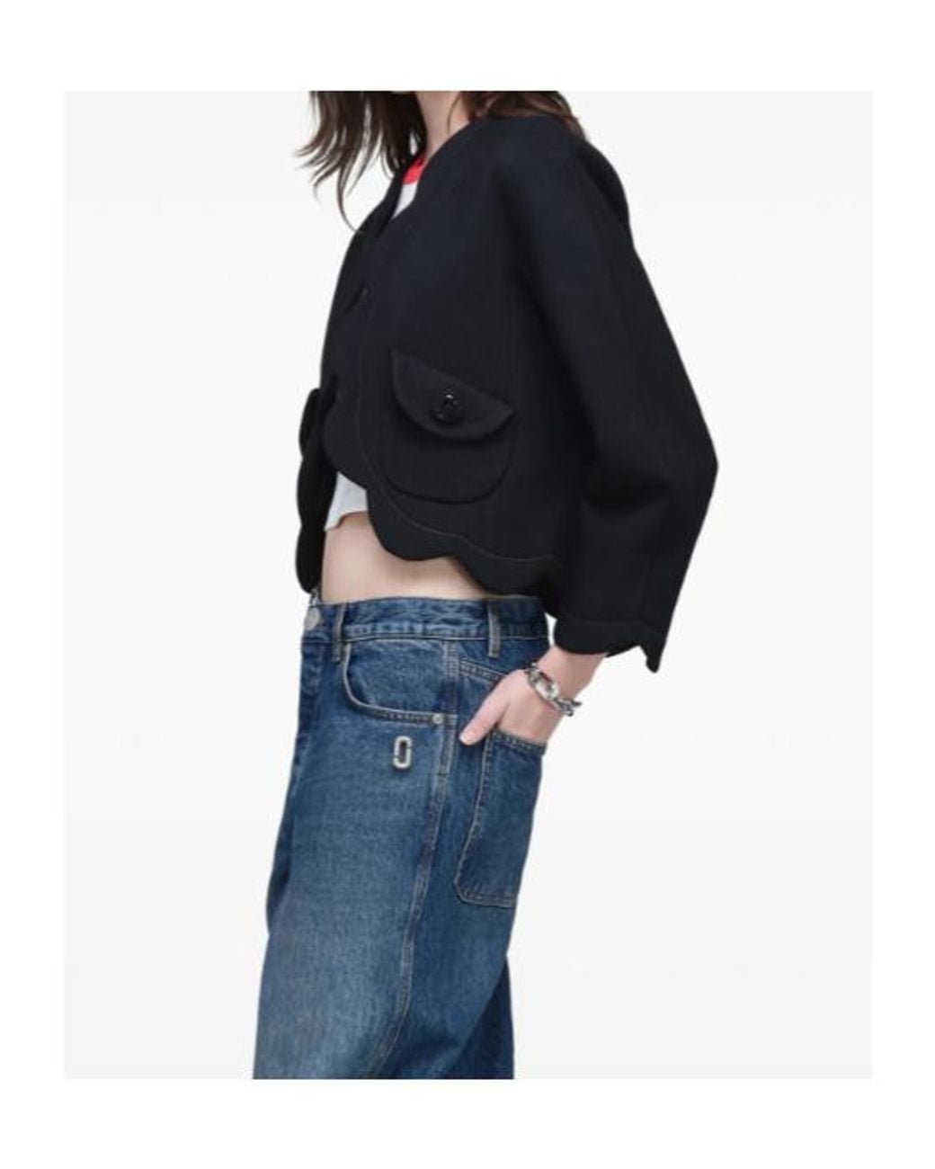Marc Jacobs Blue Daisy Scalloped Cropped Jacket