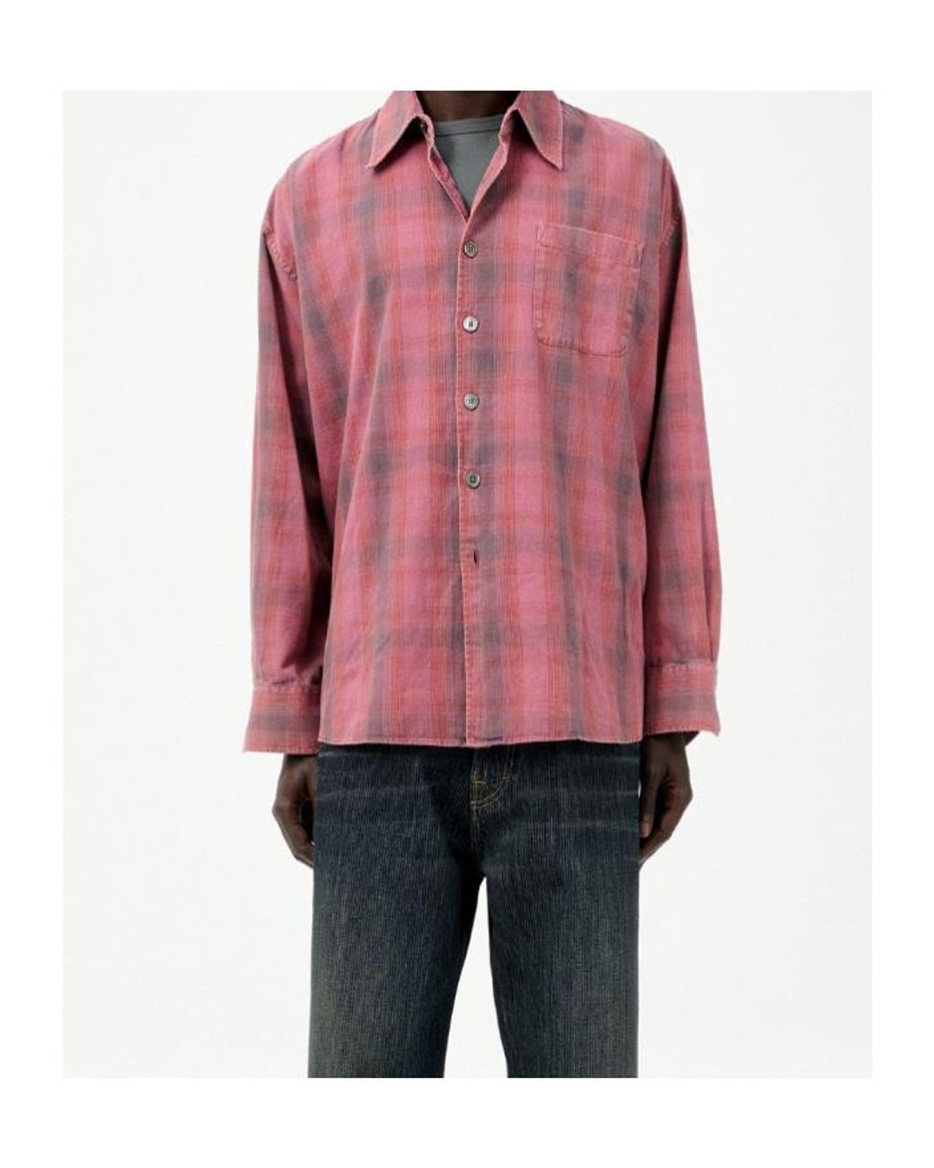 Our Legacy Flannel Checked Borrowed Shirt in Red for Men | Lyst