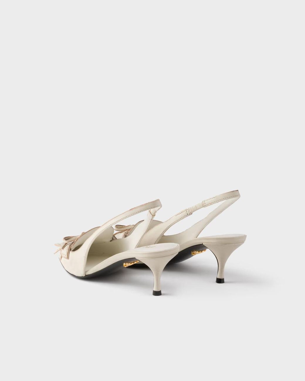 Prada White Bow Slingback Heeled Pumps