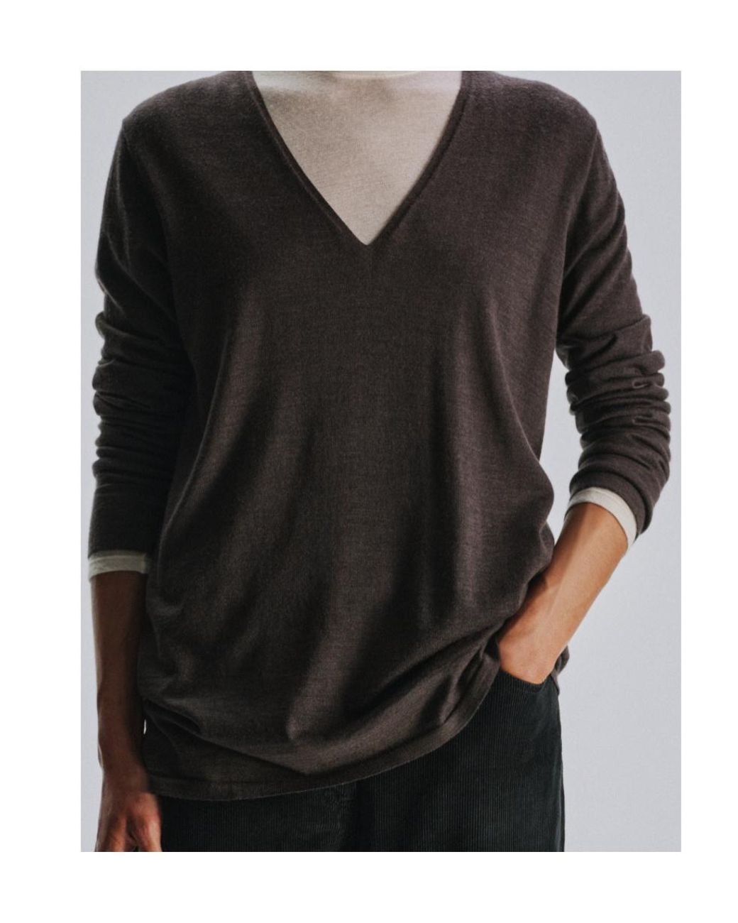 The Row Brown V-Neck Sweater
