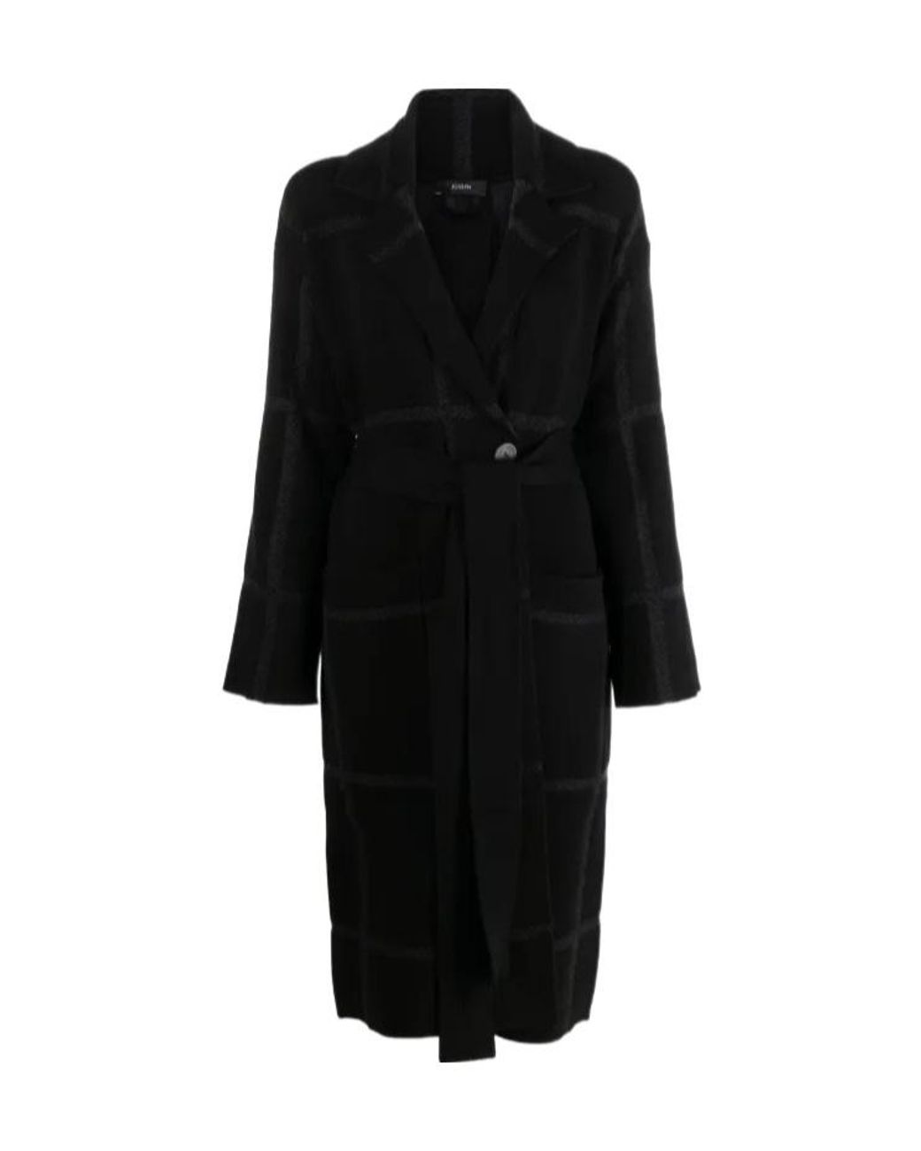 Joseph Black Single-Breasted Belted Coat