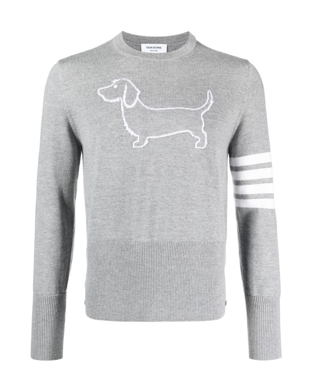 Thom Browne Gray 4-Bar Stripe Crewneck Jumper for men