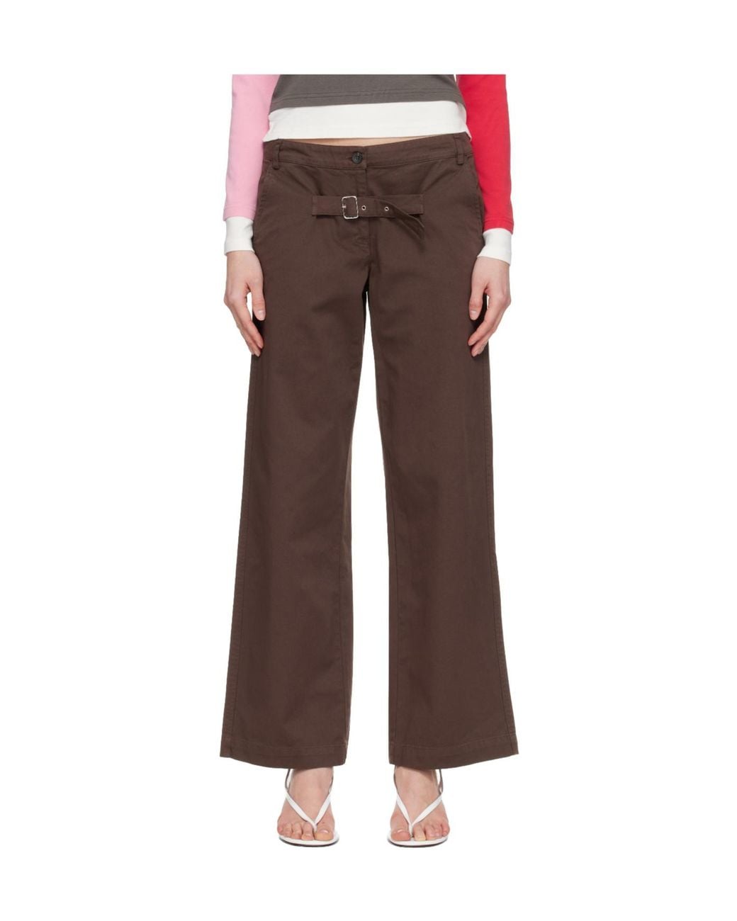 GIMAGUAS Brown Casual Trousers With Belt Loops