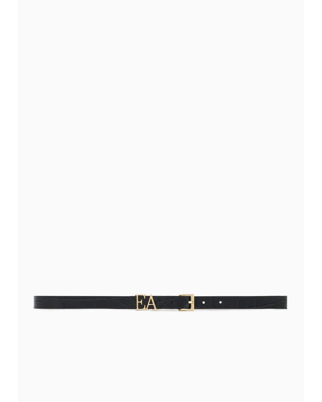 Emporio Armani White Hollowed-Out Logo Buckle Pin For Belt