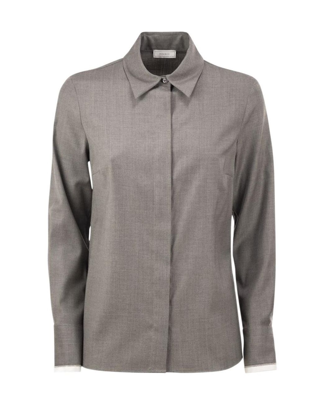 Peserico Gray Long-Sleeved Shirt