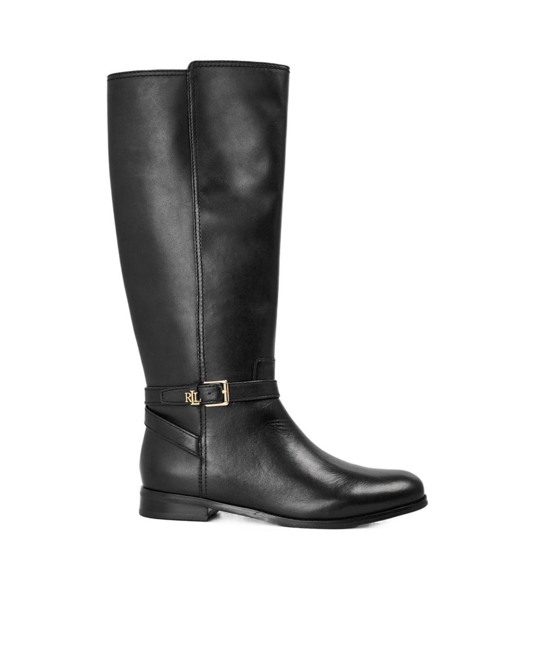 Ralph Lauren Black Leather Knee-High Boot