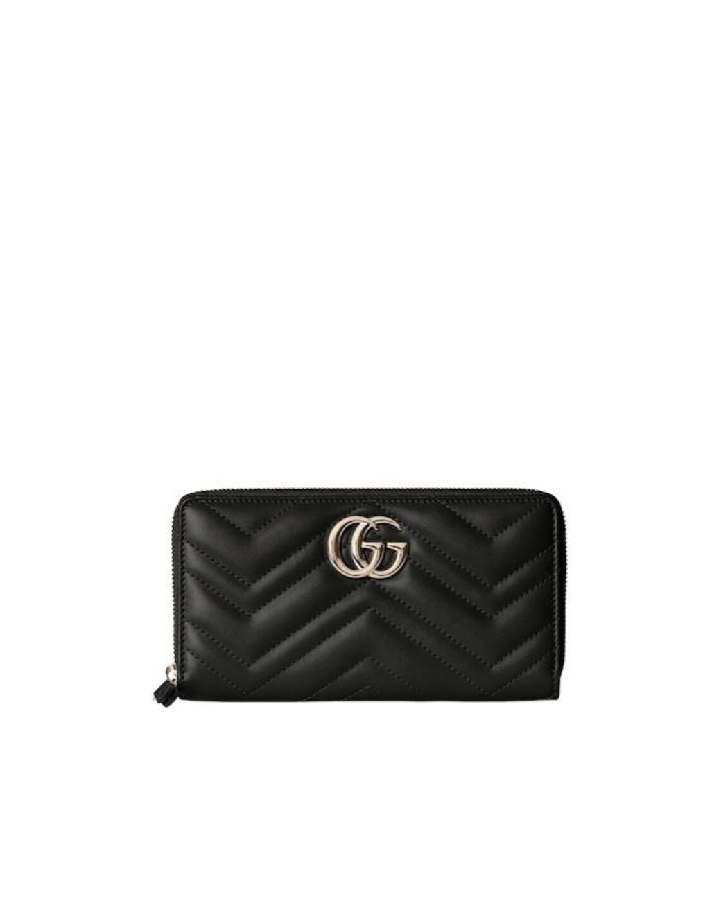 Gucci Black Gg Marmont Zip Around Wallet