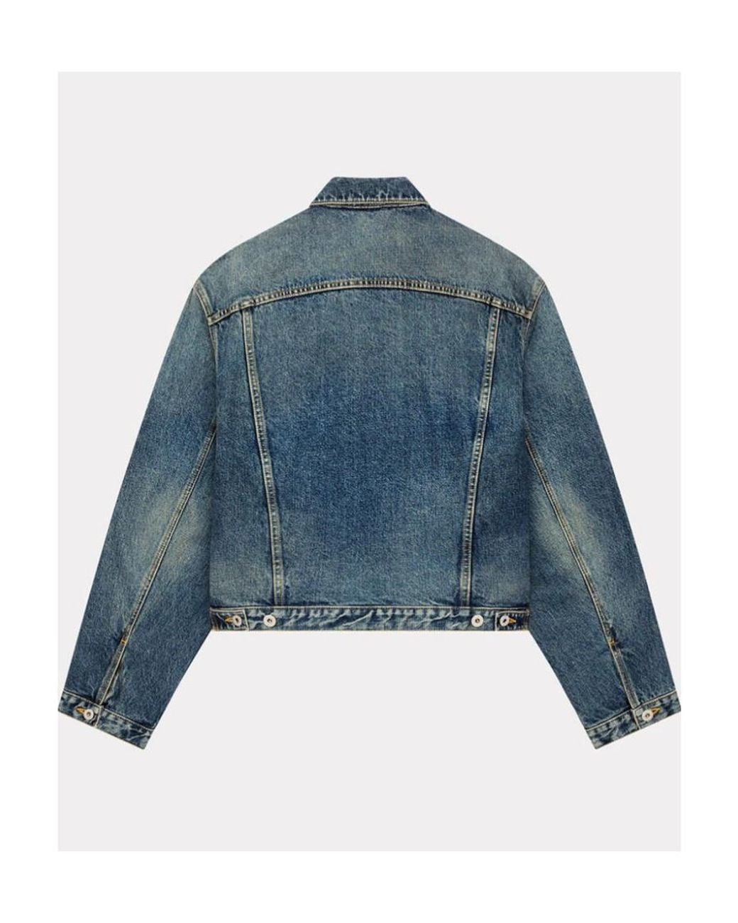 KENZO Blue Button-Up Cropped Denim Jacket for men
