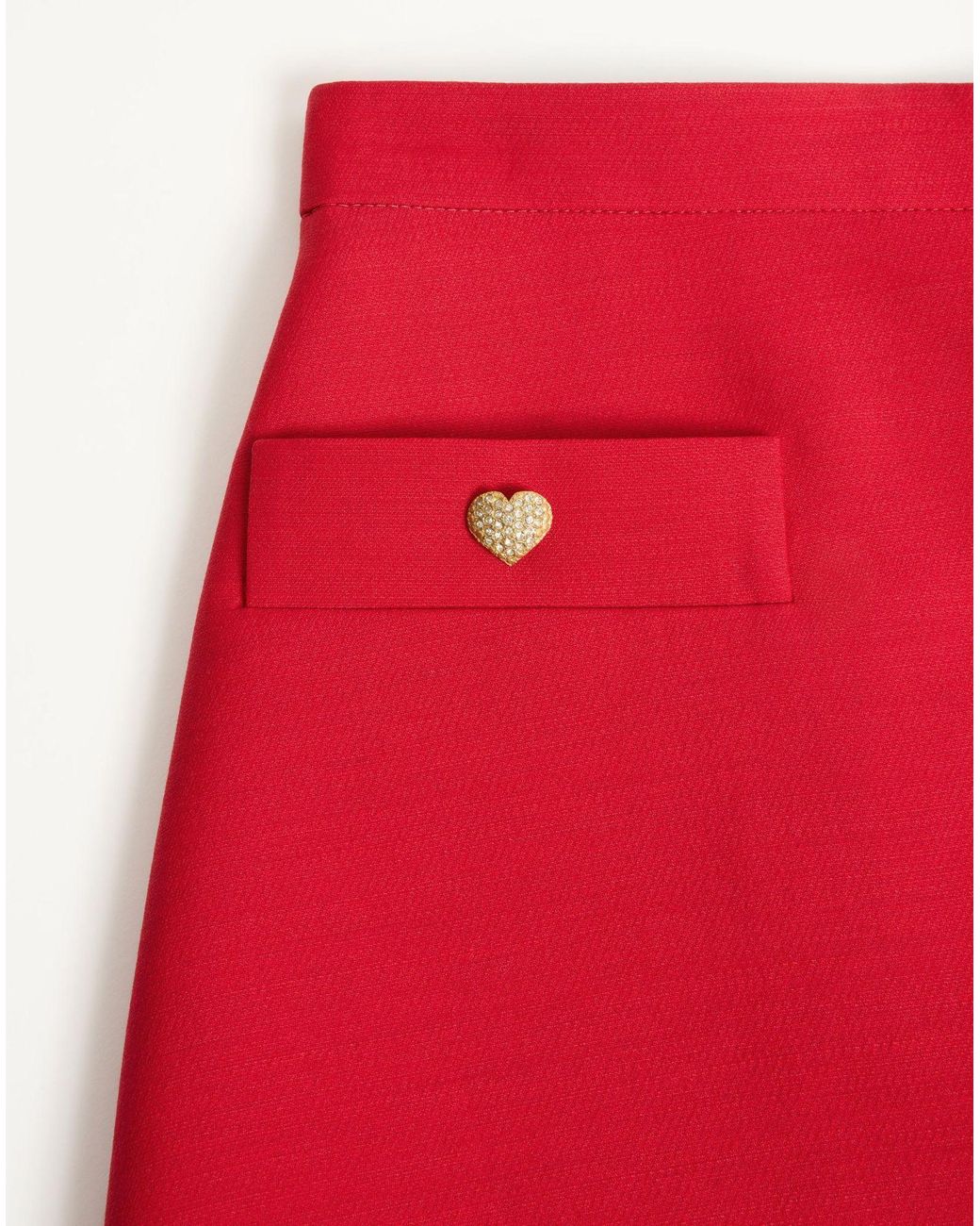 Valentino Red Crepe Couture Heart Motif Mini Skirt