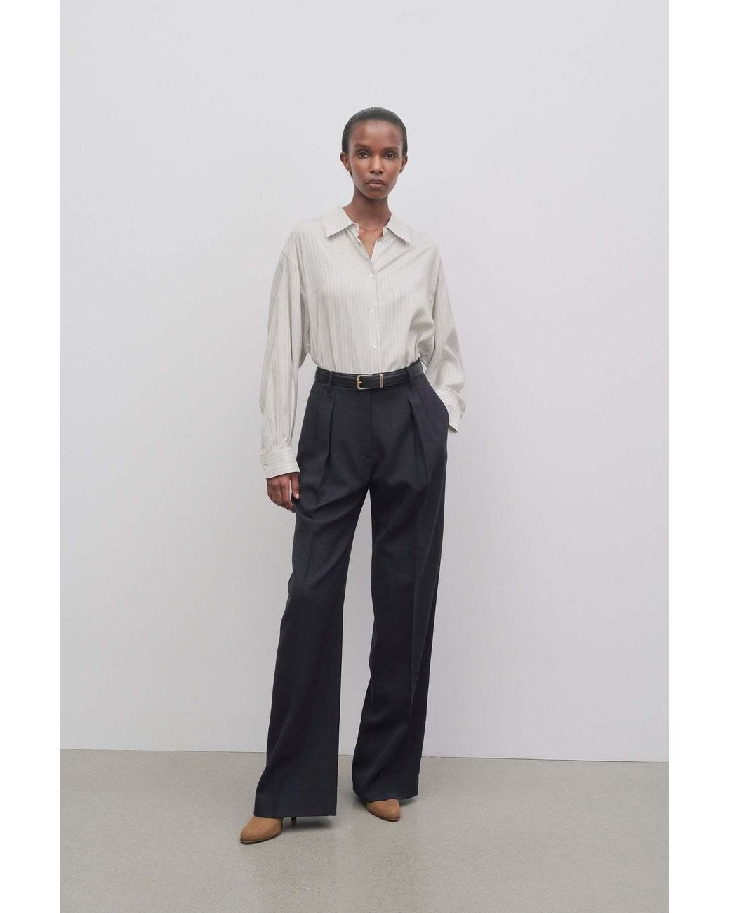 The Row Blue Antone Freshly Cut Wool Casual Pants
