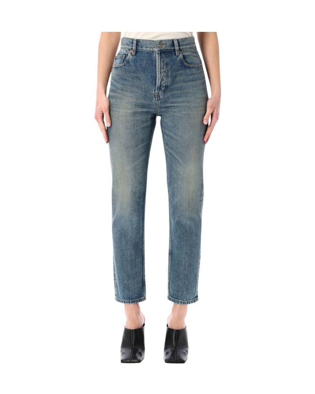 Saint Laurent Blue 90's High-Rise Cropped Slim Jeans