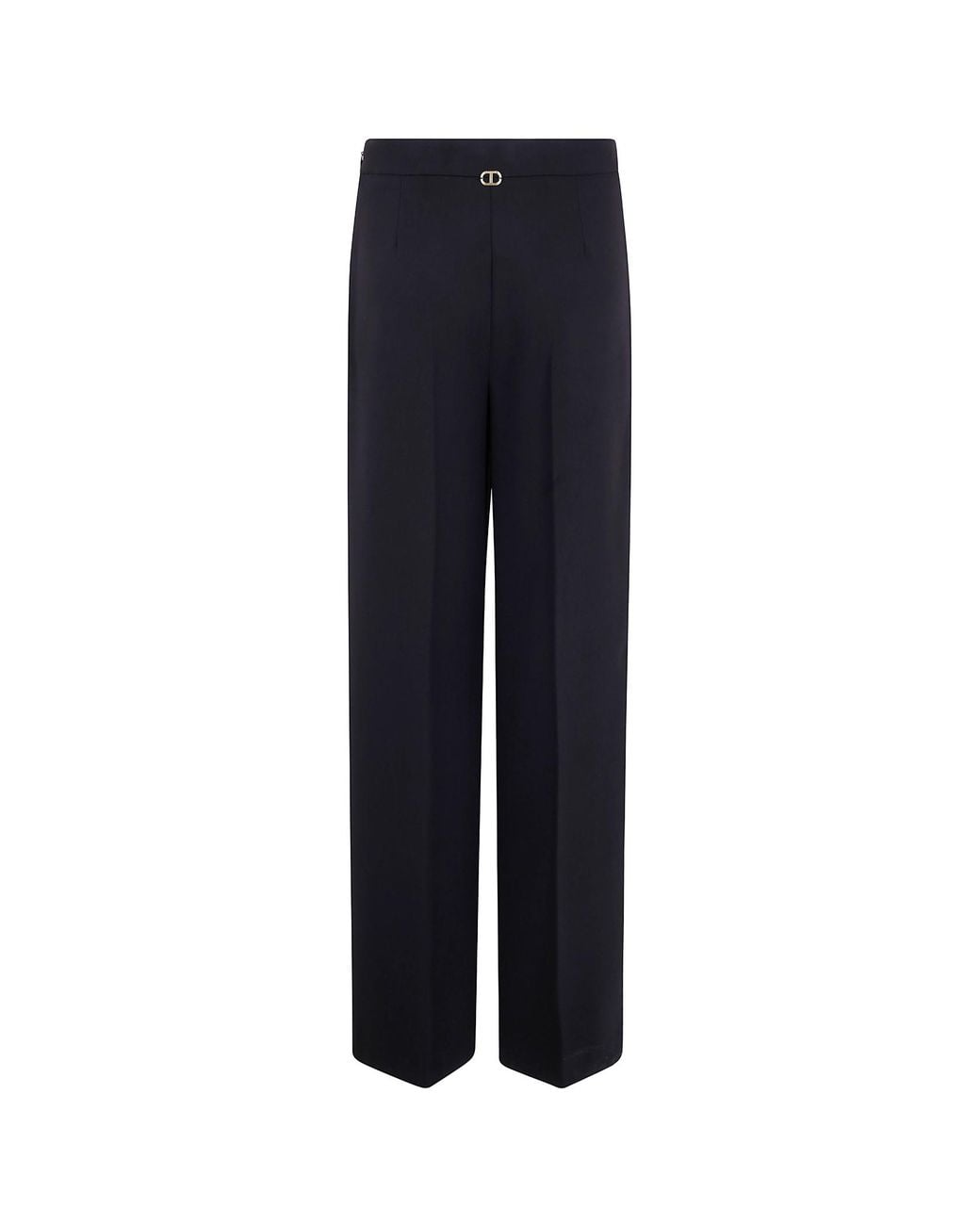 Twinset Blue Logo-Plaque Trousers