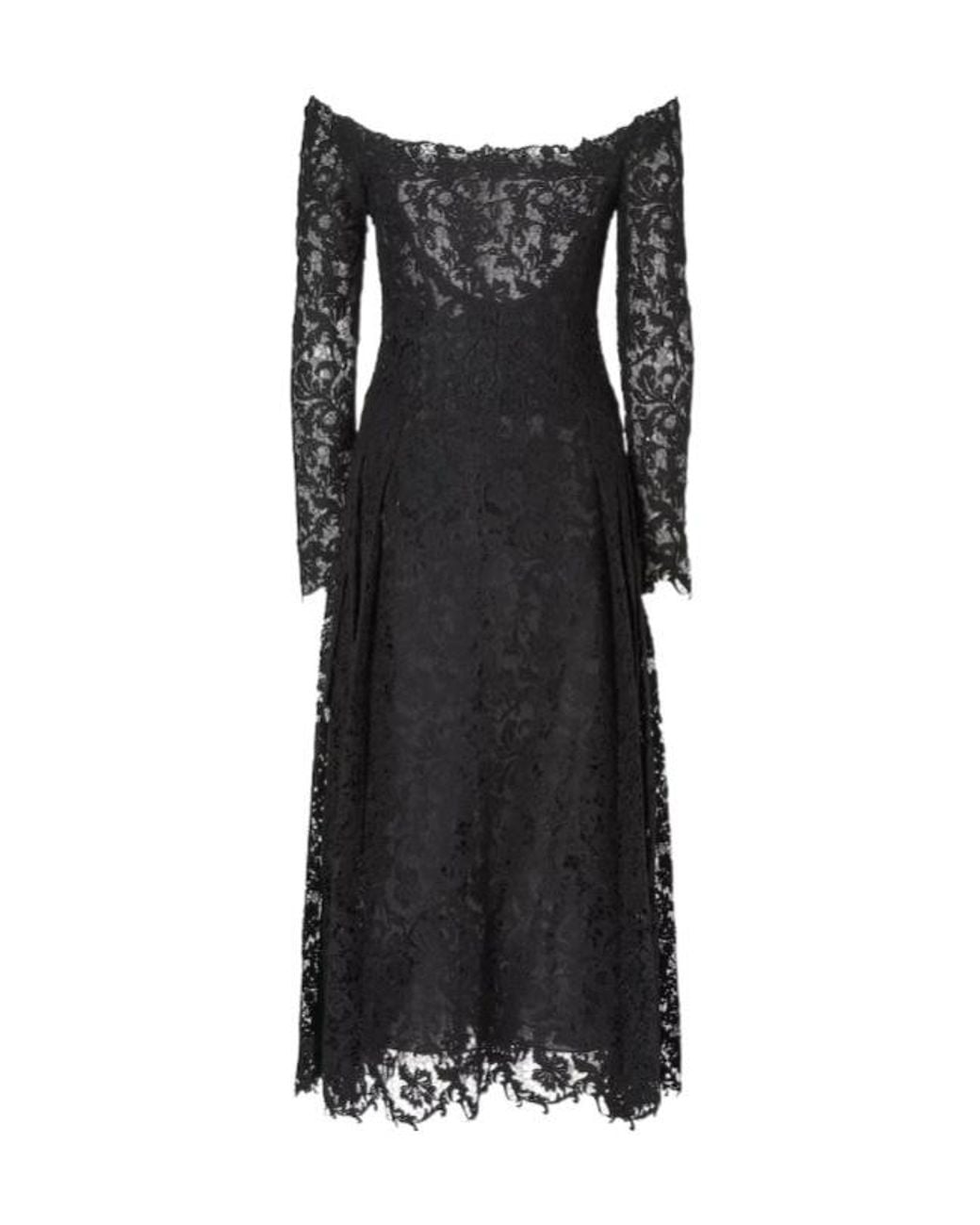 Fendi Black Off-Shoulder Bustier Laced Midi Dress