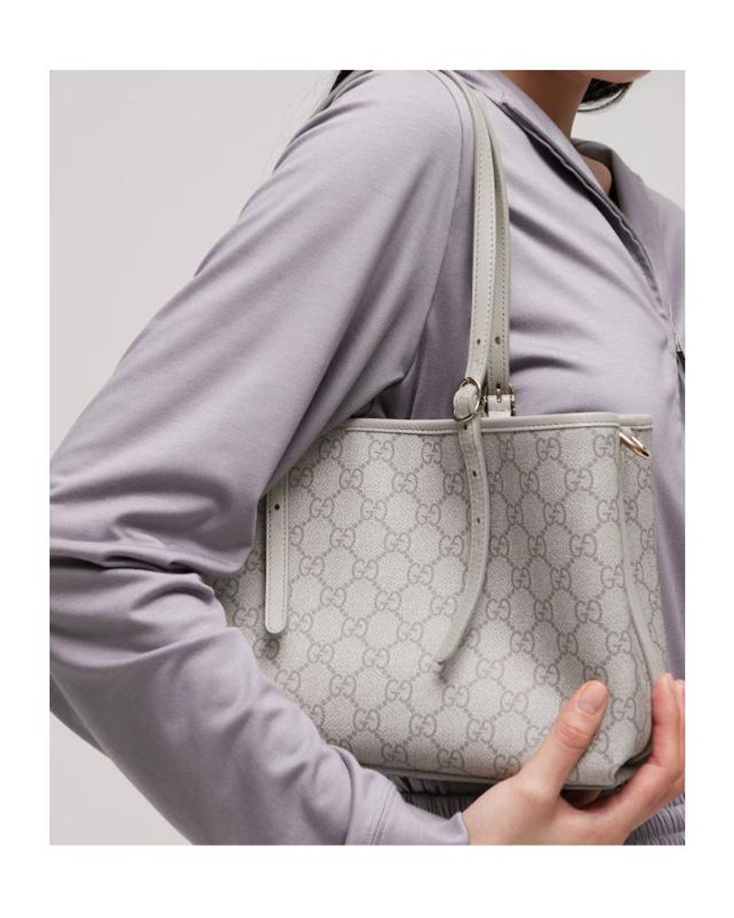 Gucci Gray Gg Emblem Small Tote Bag