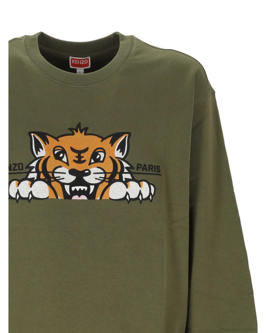 KENZO Green Happy Tiger Crewneck Sweatshirt for men