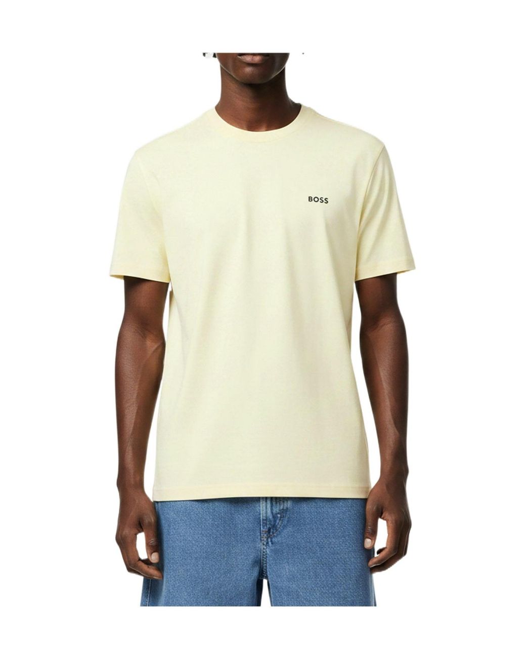 Boss White T-Shirt With Logo Design Stretch Cotton for men