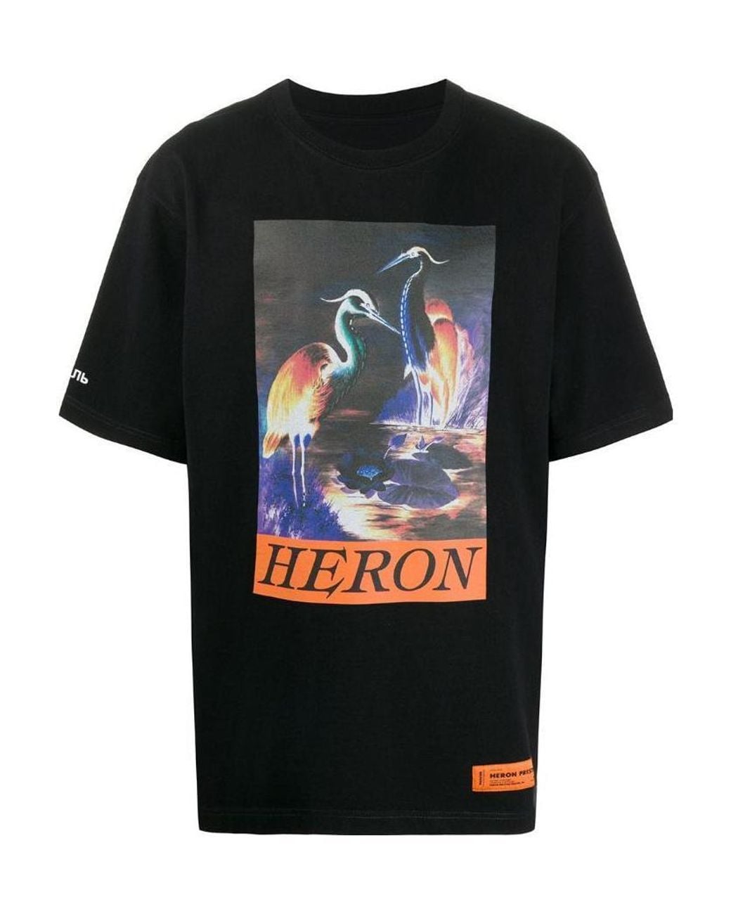 Heron Preston Black Graphic Print Cotton T-Shirt for men