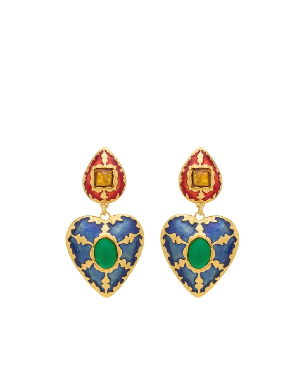Saint Laurent White Heart Drop Earrings