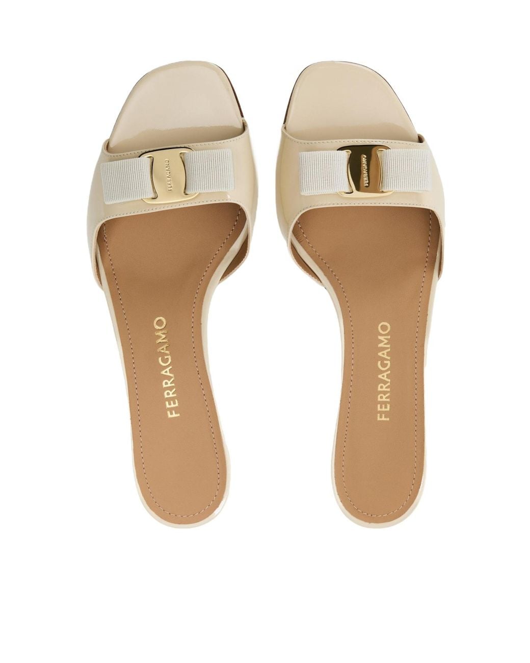 Ferragamo White Simple Slippers