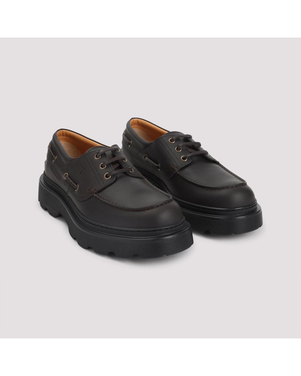 Tod's Black Round Toe Lace-Up Shoes for men