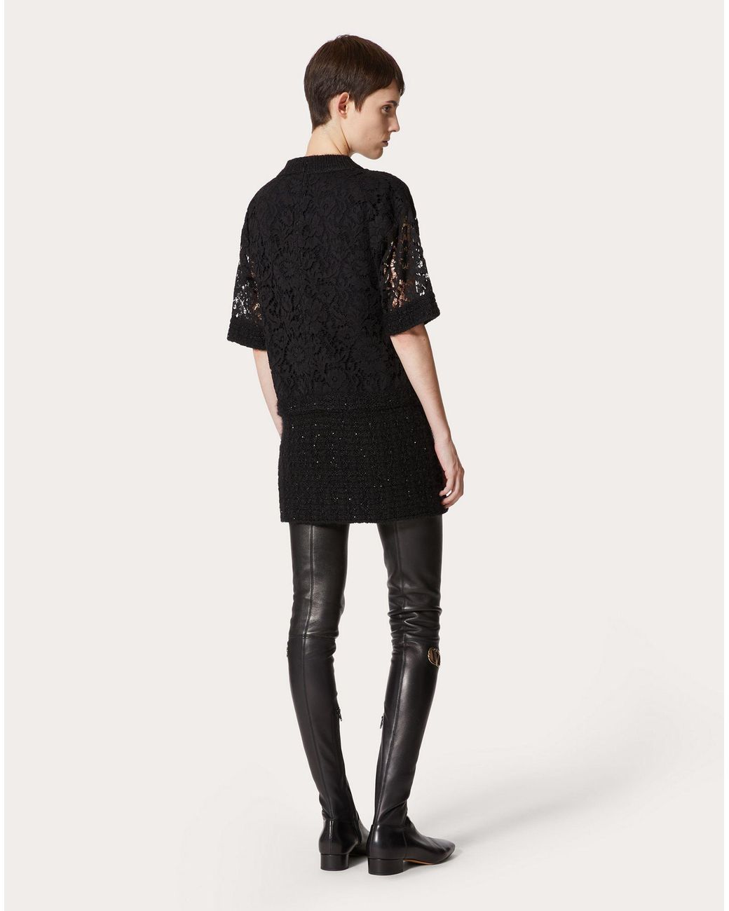 Valentino Black Vlogo Chain Short Dress