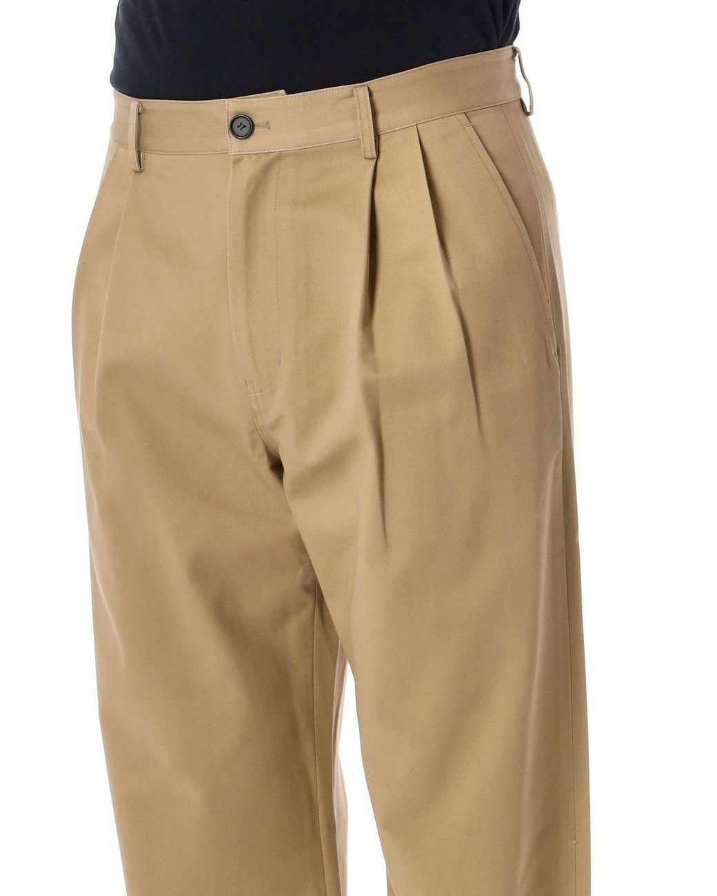 TONYWACK Natural Pleated Wide-Leg Chino Pants for men