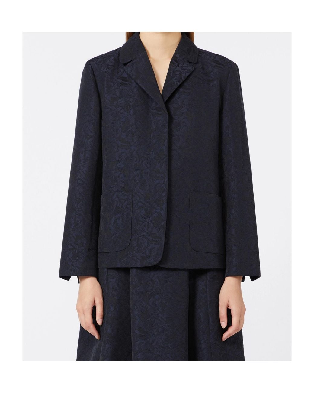 Max Mara Blue 'S Smmgioire Floral-Jacquard Jacket