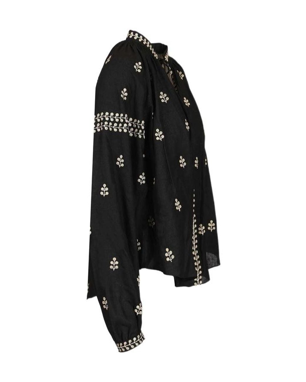 Isabel Marant Black Rodis Leaf Embroidered Tassel Top