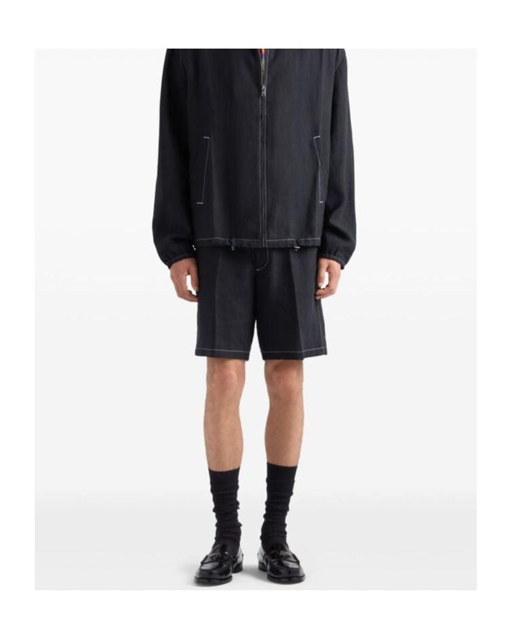 Prada Blue Logo-Patch Bermuda Shorts for men