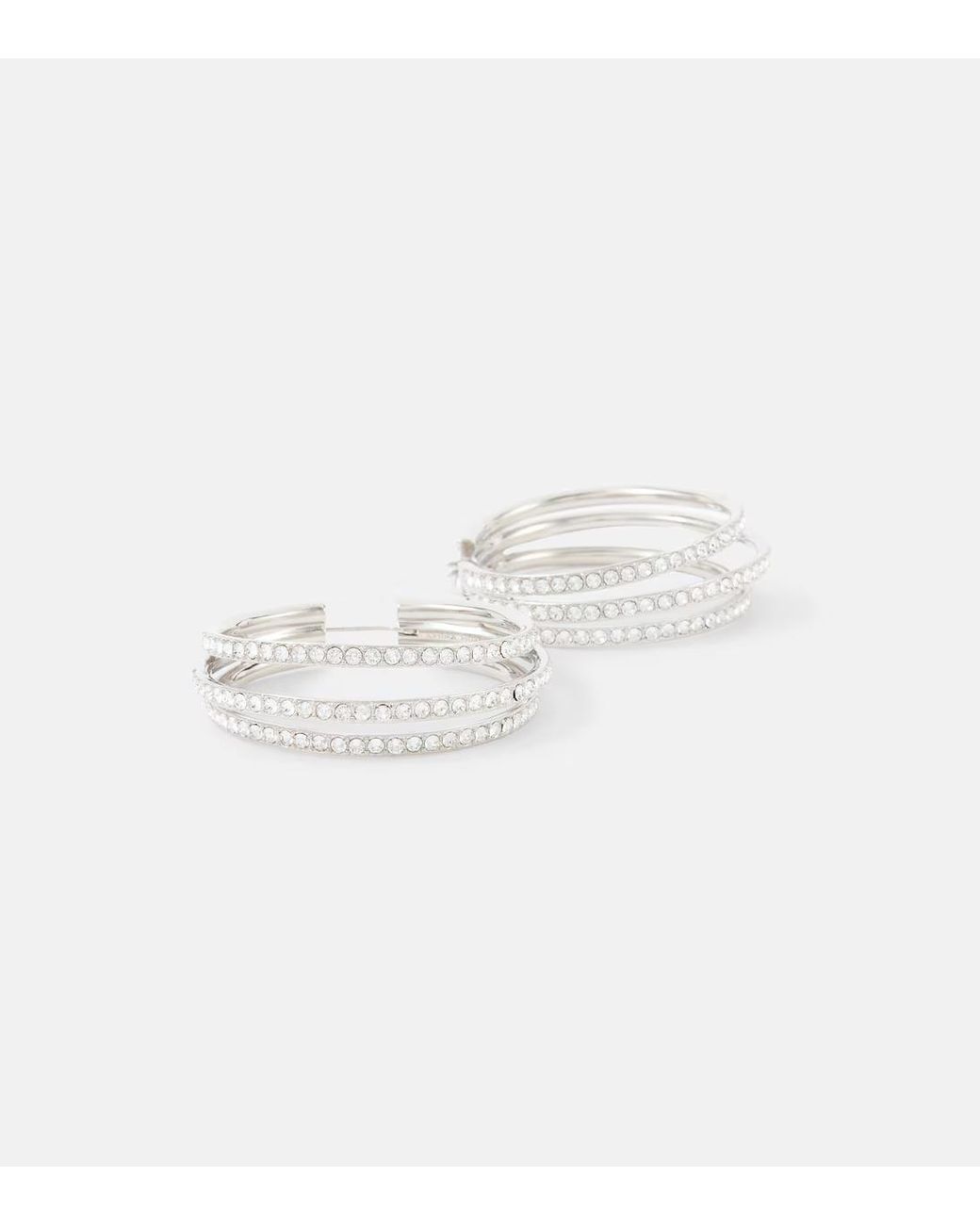 AMINA MUADDI White Vittoria Crystal-Embellished Hoop Earrings