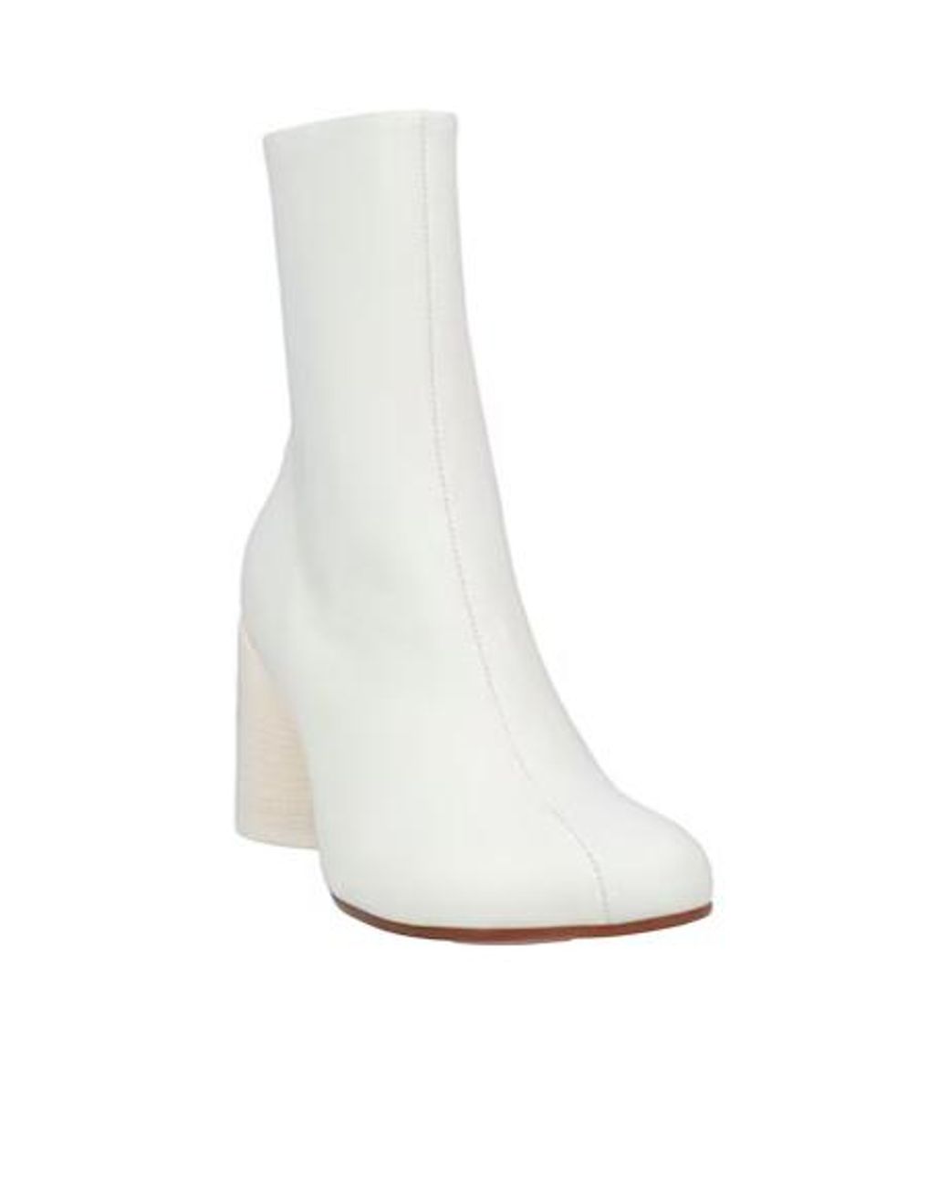 MM6 by Maison Margiela White Minimalist Square-Toe Ankle Boots
