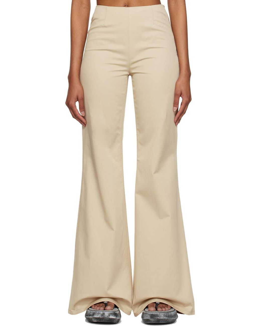 Acne White Flared Stretch-Cotton Trousers