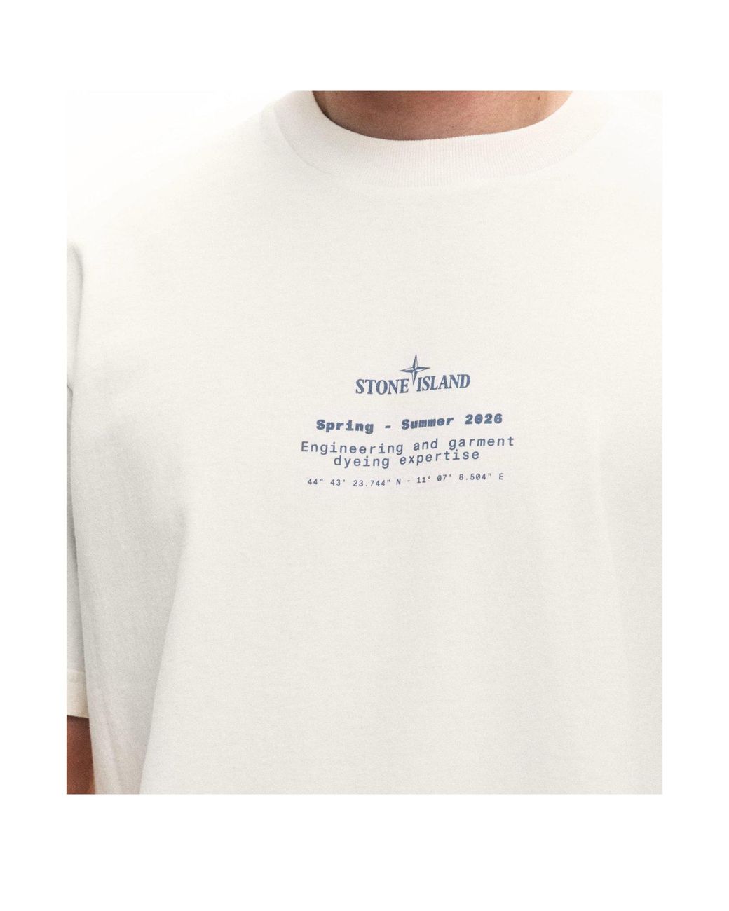 Stone Island White Logo Short-Sleeved T-Shirt for men
