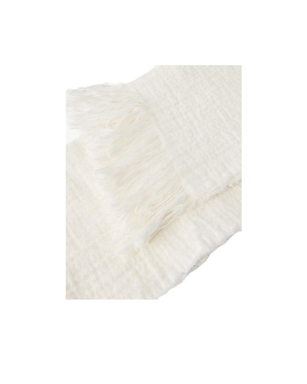 The Row White Kastel Fringed Crinkled-Linen Scarf