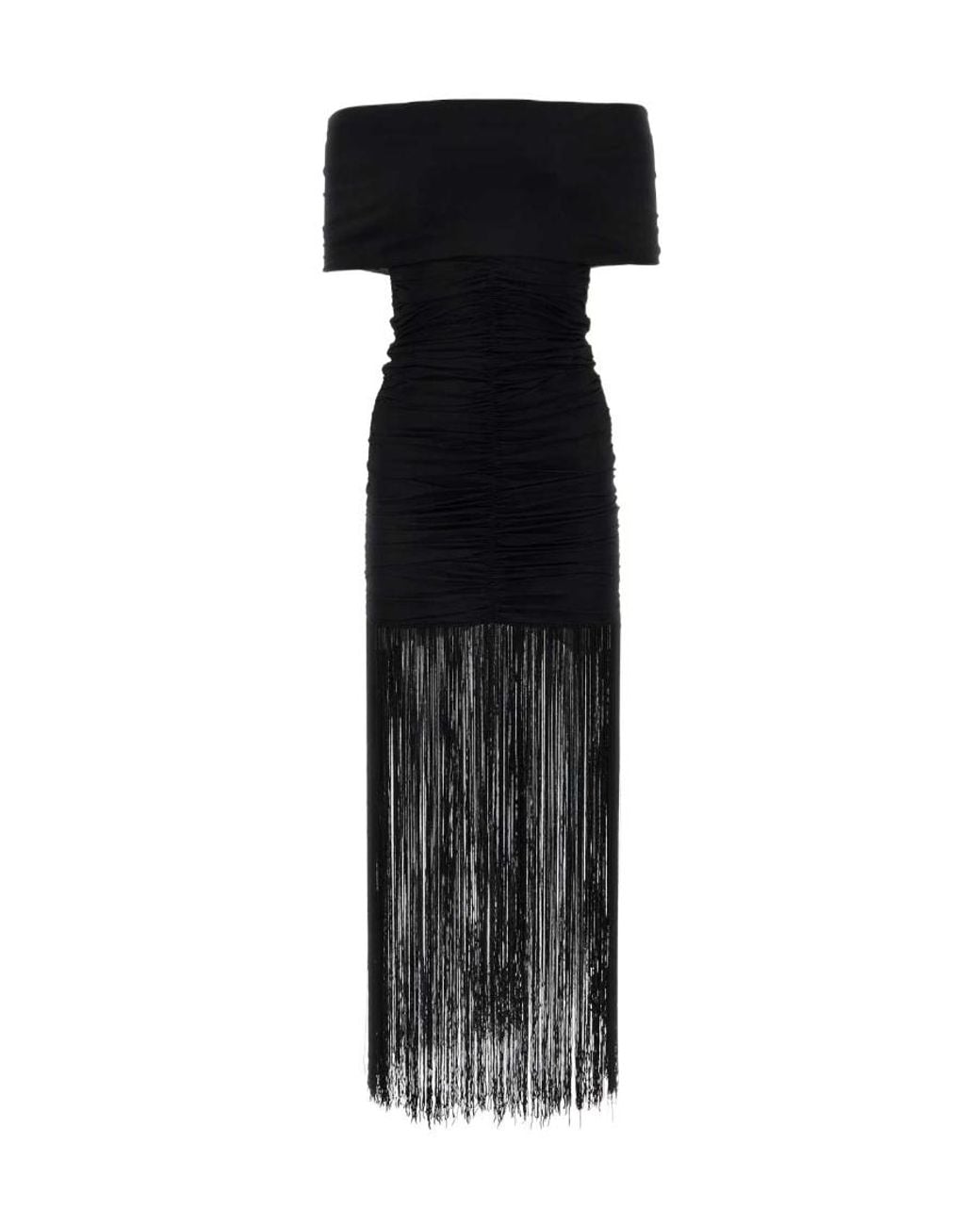 Khaite Black Jacinta Off-Shoulder Ruched Dress