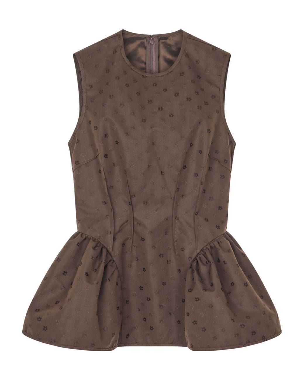 CECILIE BAHNSEN Brown Jacquard Sleeveless Top