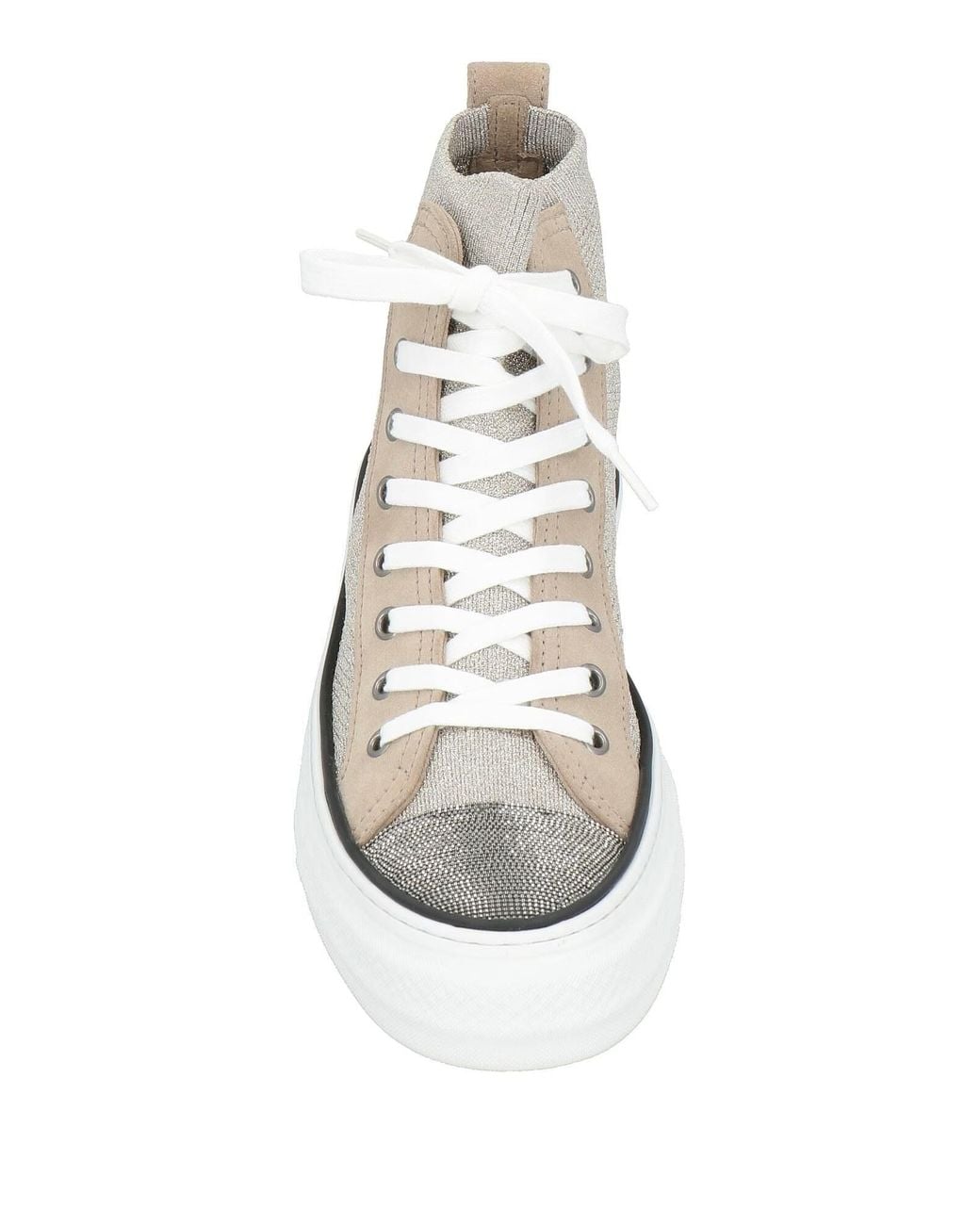 Brunello Cucinelli White Sneakers Textile Fibers, Leather