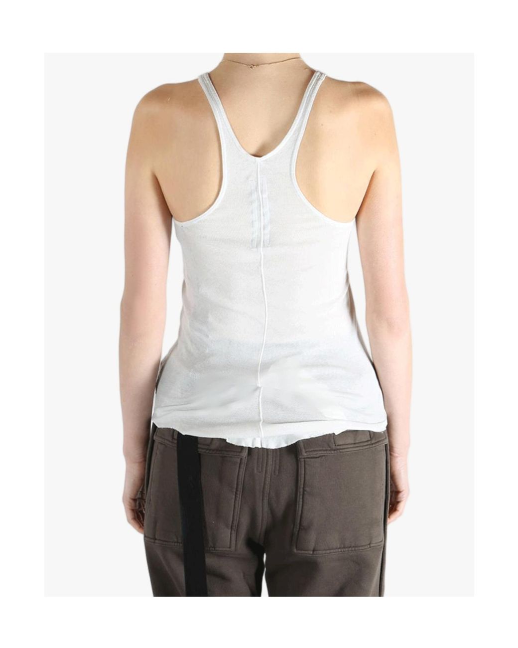 Rick Owens White Racer Back Tank Top