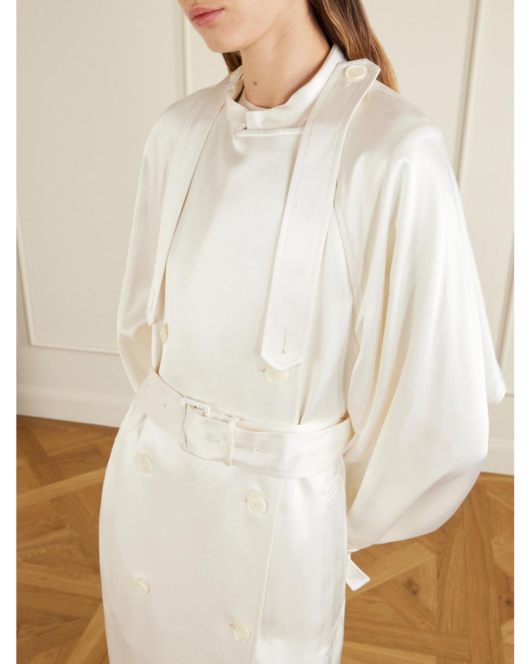 Totême  Natural Totême Double Breasted Belted Trench Coat
